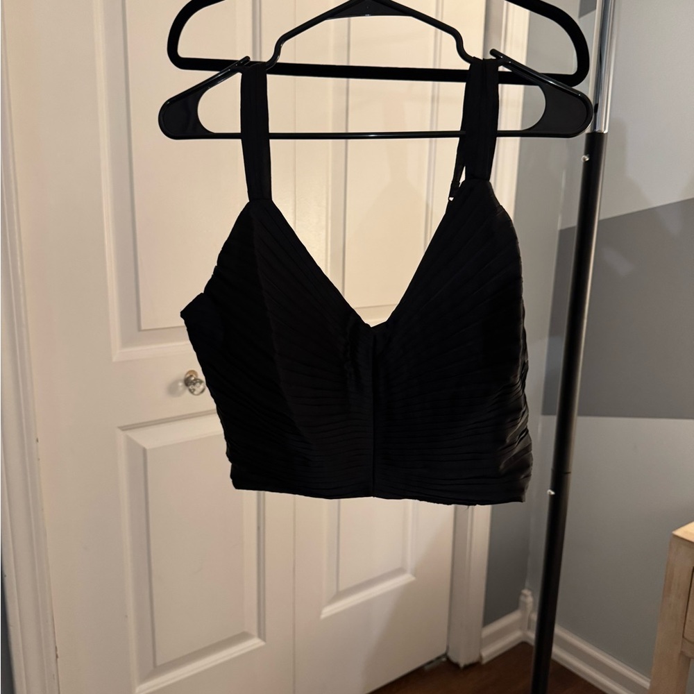 Black Pleated Crop Top